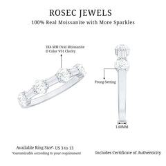 Oval and Baguette Cut Moissanite Half Eternity Ring