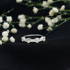 Oval and Baguette Cut Moissanite Half Eternity Ring