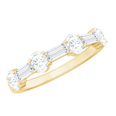 Oval and Baguette Cut Moissanite Half Eternity Ring