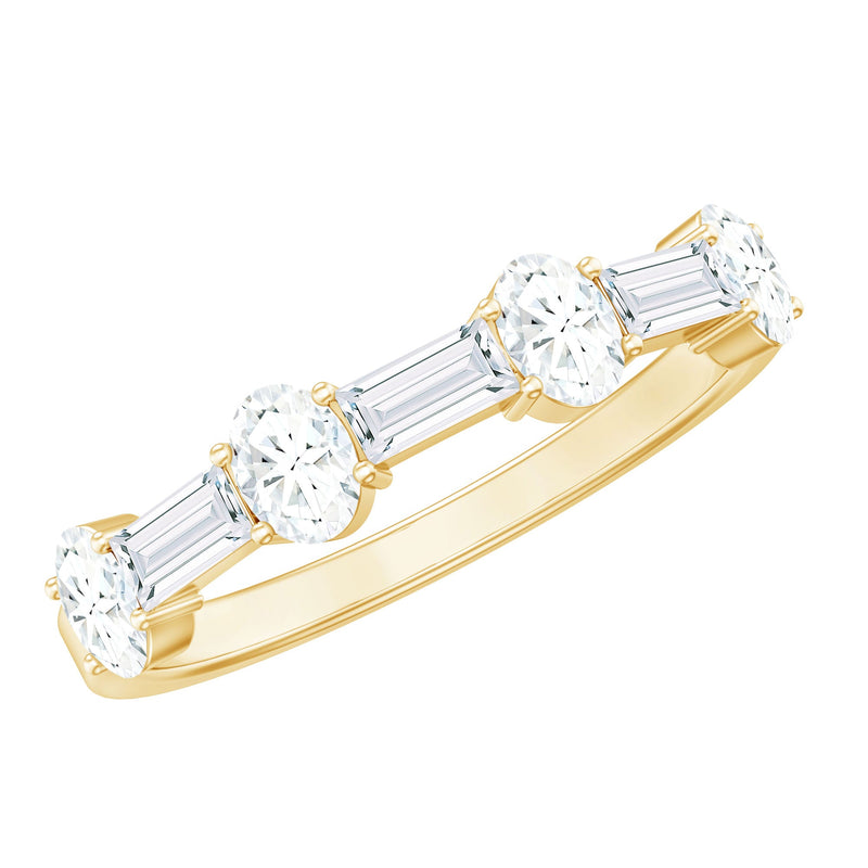 Oval and Baguette Cut Moissanite Half Eternity Ring