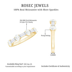 Oval and Baguette Cut Moissanite Half Eternity Ring