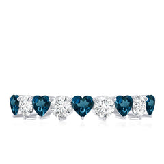 London Blue Topaz and Moissanite Heart Eternity Band
