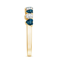 London Blue Topaz and Moissanite Heart Eternity Band