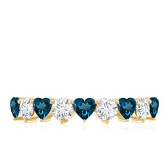 London Blue Topaz and Moissanite Heart Eternity Band