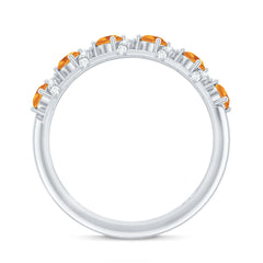 Natural Citrine Diamond Half Eternity Wedding Anniversary Ring