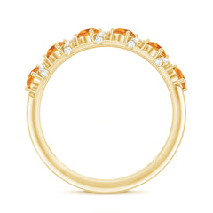 Natural Citrine Diamond Half Eternity Wedding Anniversary Ring