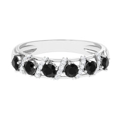 Black Spinel Designer Anniversary Band with Diamond