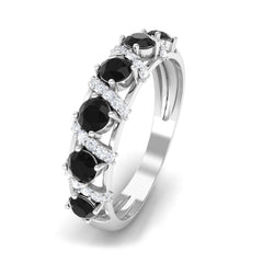 Black Spinel Designer Anniversary Band with Diamond