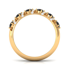 Black Spinel Designer Anniversary Band with Diamond