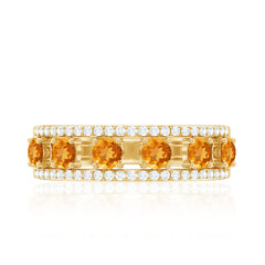 Natural Citrine Half Eternity Band Ring for Anniversary