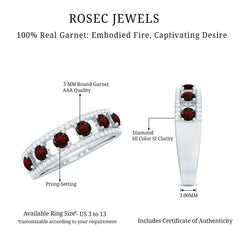 Natural Garnet Half Eternity Band with Diamond
