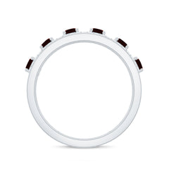 Natural Garnet Half Eternity Band with Diamond