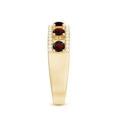 Natural Garnet Half Eternity Band with Diamond