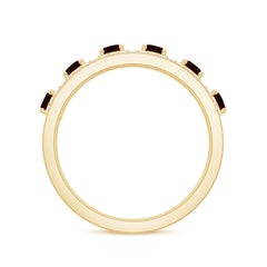 Natural Garnet Half Eternity Band with Diamond