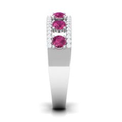 Pink Tourmaline Anniversary Ring with Diamond
