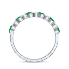 Genuine Marquise Emerald Diamond Half Eternity Ring for Wedding