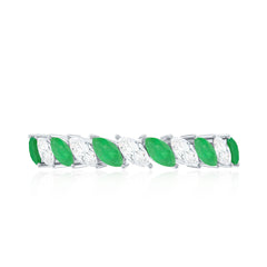Genuine Marquise Emerald Diamond Half Eternity Ring for Wedding