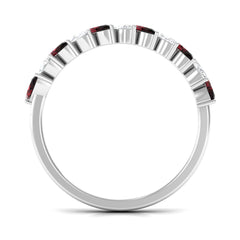 Certified Marquise Garnet Half Eternity Band with Diamond