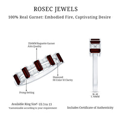 Natural Baguette Garnet Half Eternity Band with Diamond