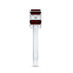 Natural Baguette Garnet Half Eternity Band with Diamond