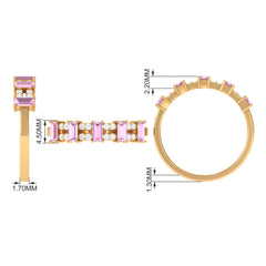 Natural Pink Tourmaline Wide Half Eternity Ring with Diamond