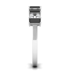 3/4 CT Black Spinel and Diamond Wide Band Ring