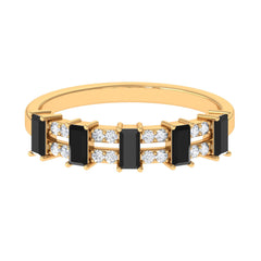 3/4 CT Black Spinel and Diamond Wide Band Ring