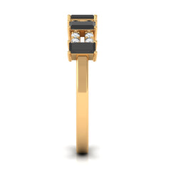 3/4 CT Black Spinel and Diamond Wide Band Ring
