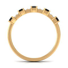 3/4 CT Black Spinel and Diamond Wide Band Ring