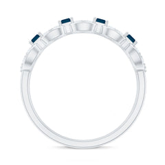 Baguette London Blue Topaz Art Deco Eternity Band with Diamond
