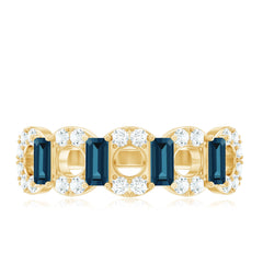 Baguette London Blue Topaz Art Deco Eternity Band with Diamond