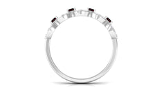 Certified Real Baguette Garnet Half Eternity Band with Diamond