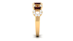 Certified Real Baguette Garnet Half Eternity Band with Diamond