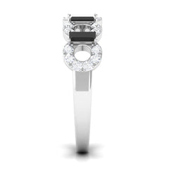 1 CT Black Spinel and Diamond Half Eternity Ring