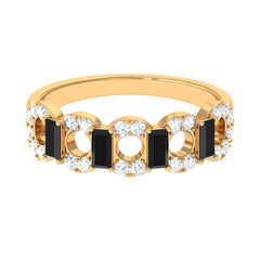 1 CT Black Spinel and Diamond Half Eternity Ring