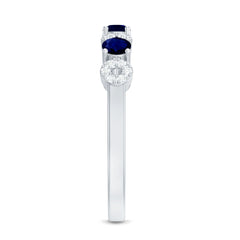 Blue Sapphire and Diamond Semi Eternity Ring