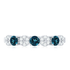 Natural London Blue Topaz Eternity Band Ring with Diamond