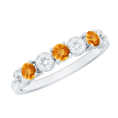 Natural Citrine Diamond Half Eternity Ring