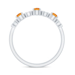 Natural Citrine Diamond Half Eternity Ring
