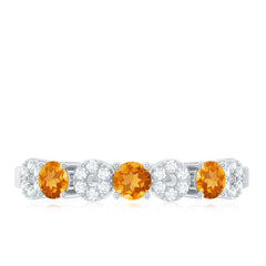 Natural Citrine Diamond Half Eternity Ring