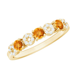 Natural Citrine Diamond Half Eternity Ring