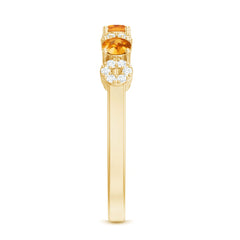 Natural Citrine Diamond Half Eternity Ring