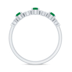 Natural Emerald Diamond Half Eternity Anniversary Ring with Certificate