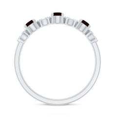Natural Garnet Diamond Half Eternity Ring with Certificate