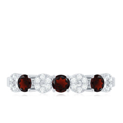 Natural Garnet Diamond Half Eternity Ring with Certificate