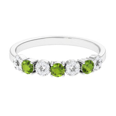 Peridot and Diamond Semi Eternity Ring