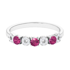 Semi Eternity Ring with Pink Tourmaline and Diamond