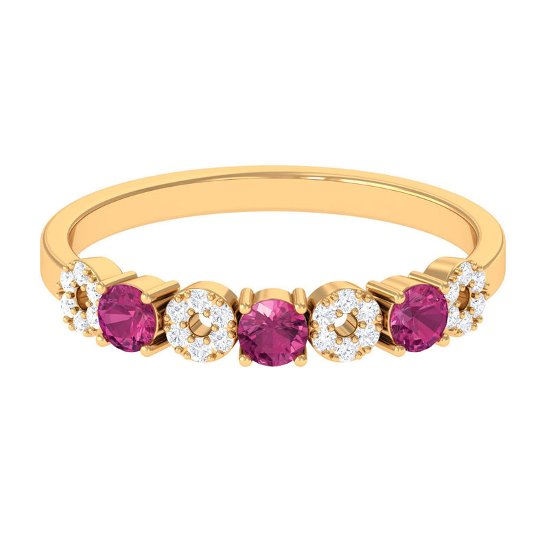 Semi Eternity Ring with Pink Tourmaline and Diamond