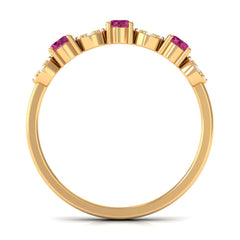Semi Eternity Ring with Pink Tourmaline and Diamond