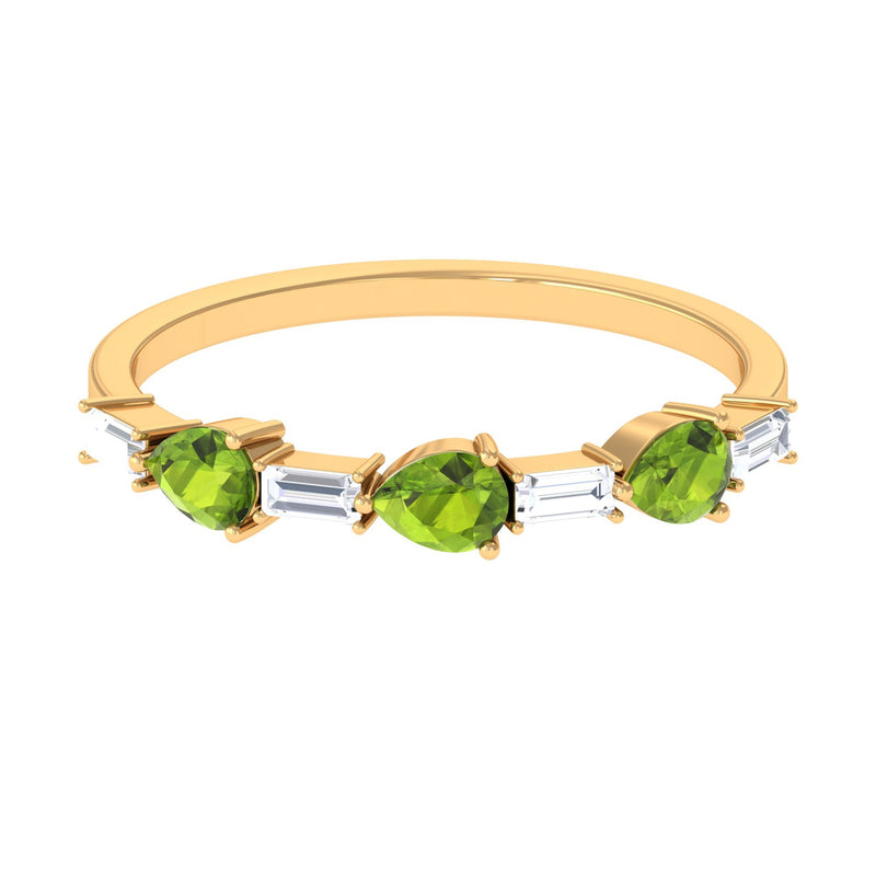 Peridot and Moissanite East West Half Eternity Ring